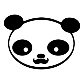 Young Panda Funny Moustache Decal (Black)